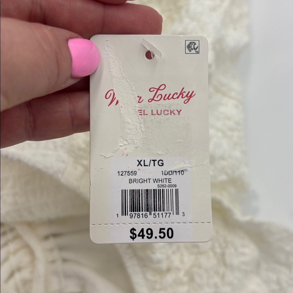 Lucky Brand Textured Babydoll Top in Bright White - Picture 6 of 7